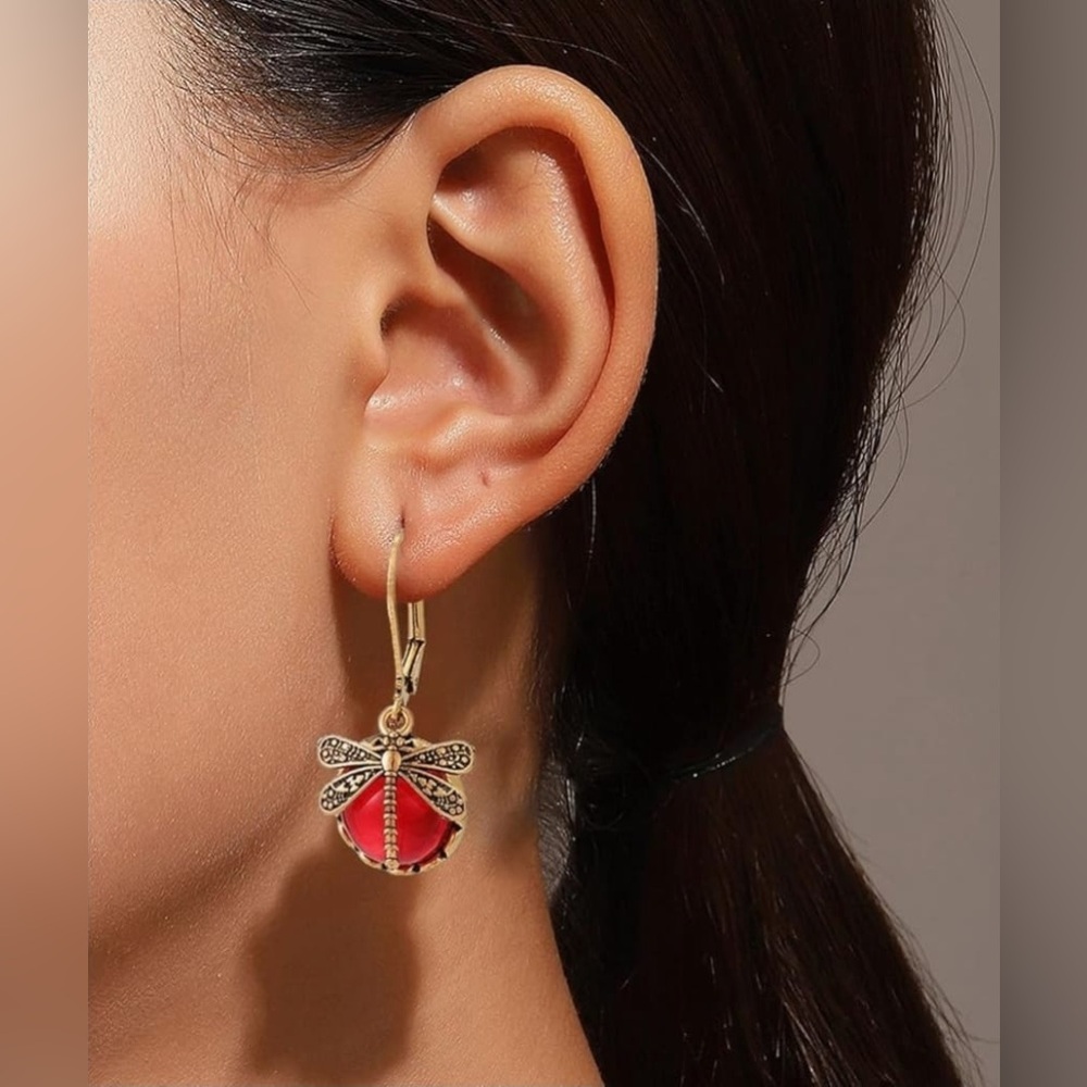 Vintage Dragonfly Earrings for Women Vintage Rhinestone Crystal Dangle Earrings